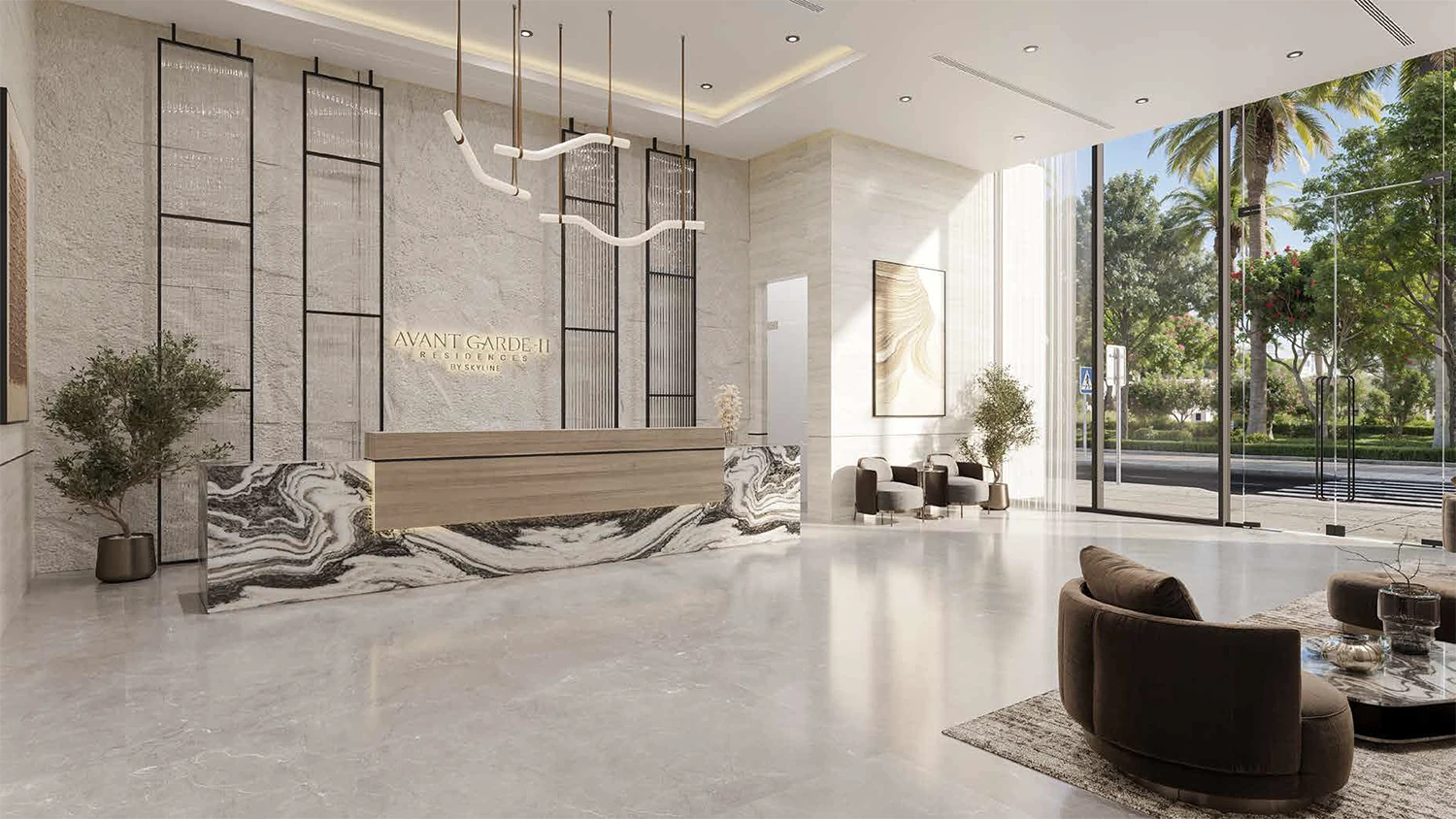 Outdoor wellness and landscaped amenity spaces