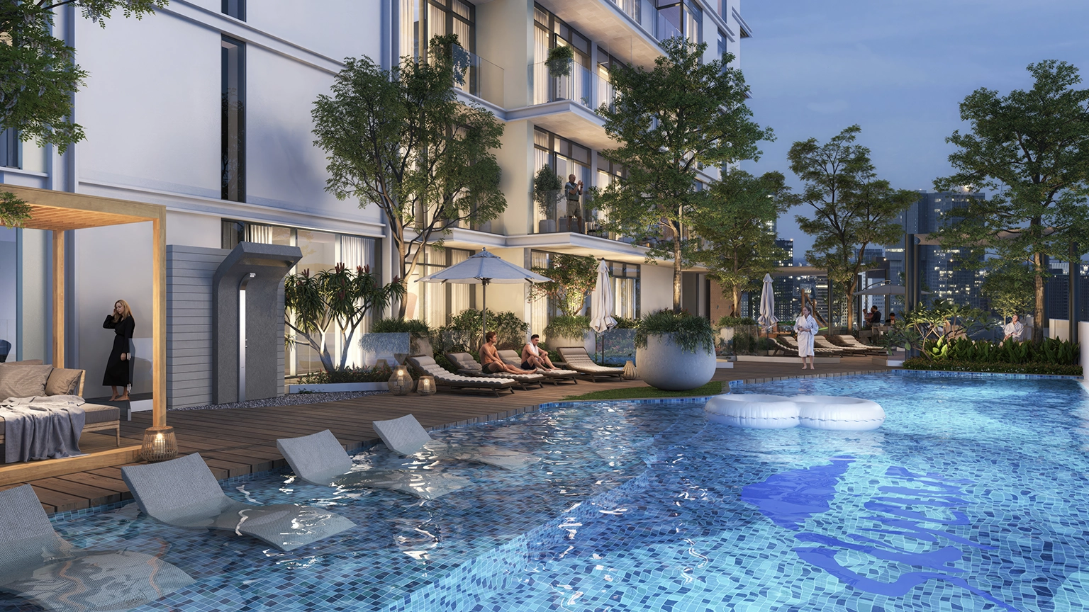 Resort-style swimming pool and lifestyle deck